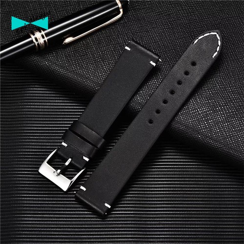 CINTURINO IN PELLE con cucitura marrone nero cuoio orologio uomo 18 20 22 24 mm - Imagen 10 de 15