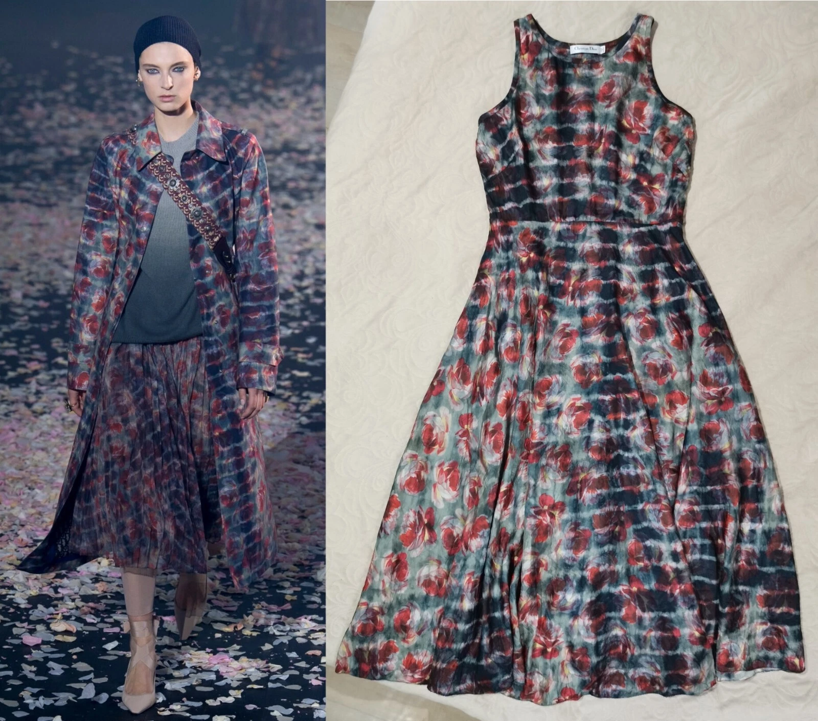 AUTENTICA PASSERELLA SS 2019 Christian Dior floreale maxi abito seta 44it 40fr