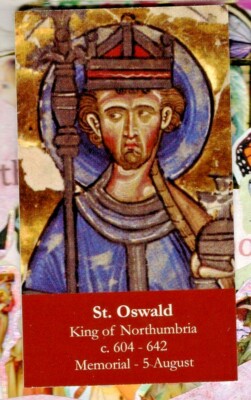 Saint St. Oswald + Prayer (2'' x 3 1/2'') Heavy Paperstock Holy Card