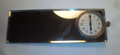 Vintage 1930s FORD Model A Rear View Mirror With Swiss Clock Accessory