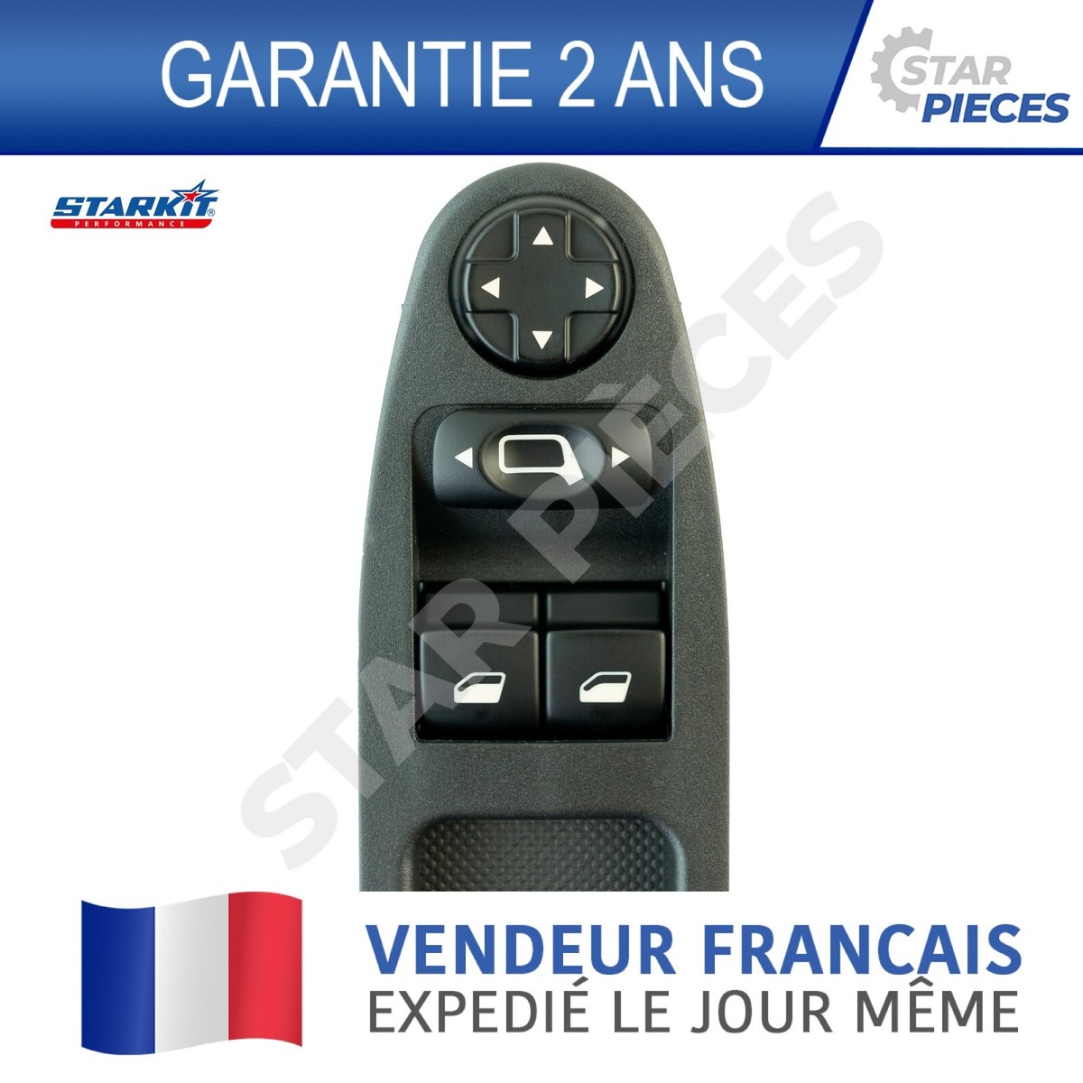 Commande Lève-vitre Avant Gauche CITROËN JUMPY, FIAT SCUDO, PEUGEOT EXPERT (2007-2018) - Neuf - Garantie 2 Ans