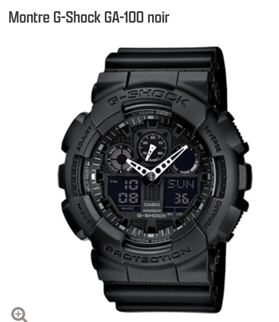 Montre G-Shock GA-100 noir étanche pour homme avec chronomètre