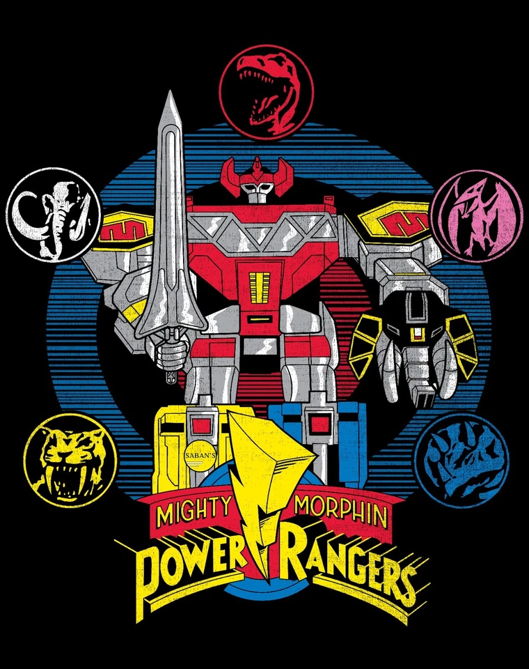 Sudadera Oficial Power Rangers Megazord Mighty Morphin Rangers Suéter Regalo Foto 4 de 4