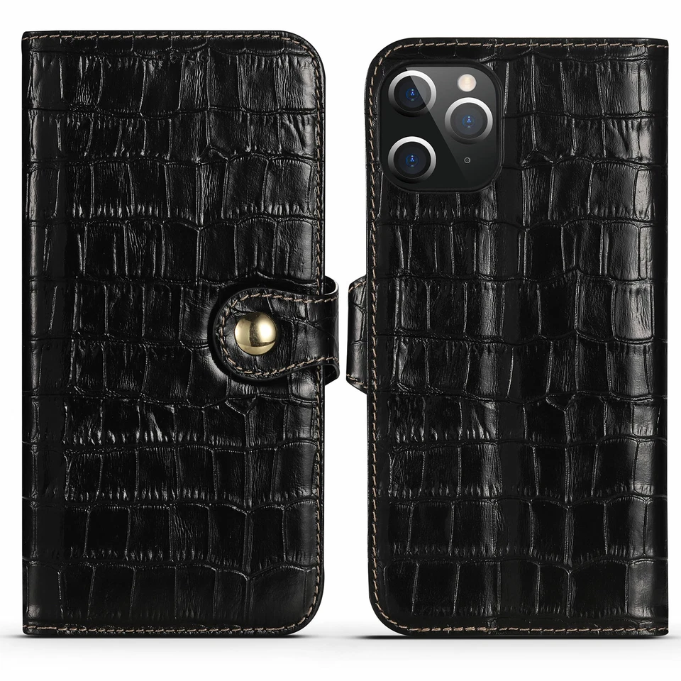 For iPhone 17 Air 16 15 Pro Max Case Crocodile Genuine Leather Wallet Cover - Image 4 of 4