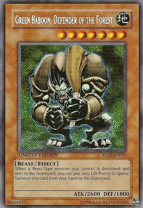 Yugioh! LP Green Baboon, Defender of the Forest - RP02-EN099