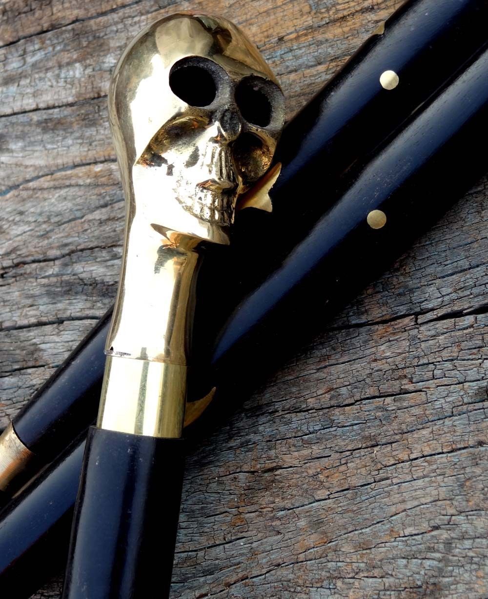 Solid Brass Skull Design Head Handle Vintage Walk… - image 5