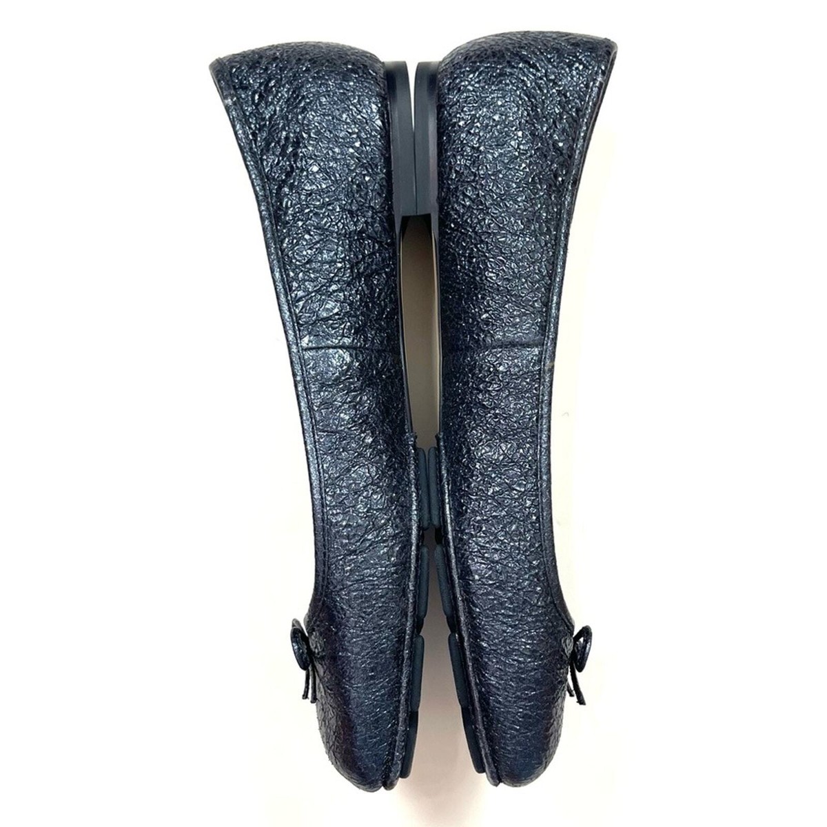 Tory Burch Laila Driver Ballet Flats Navy Blue Crinkle