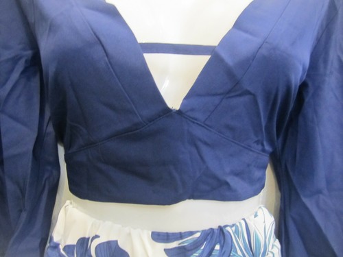 Women Bathing Suit Bikini Swimwear Cover Up 2 Pcs Blue Sz L - Picture 2 of 3