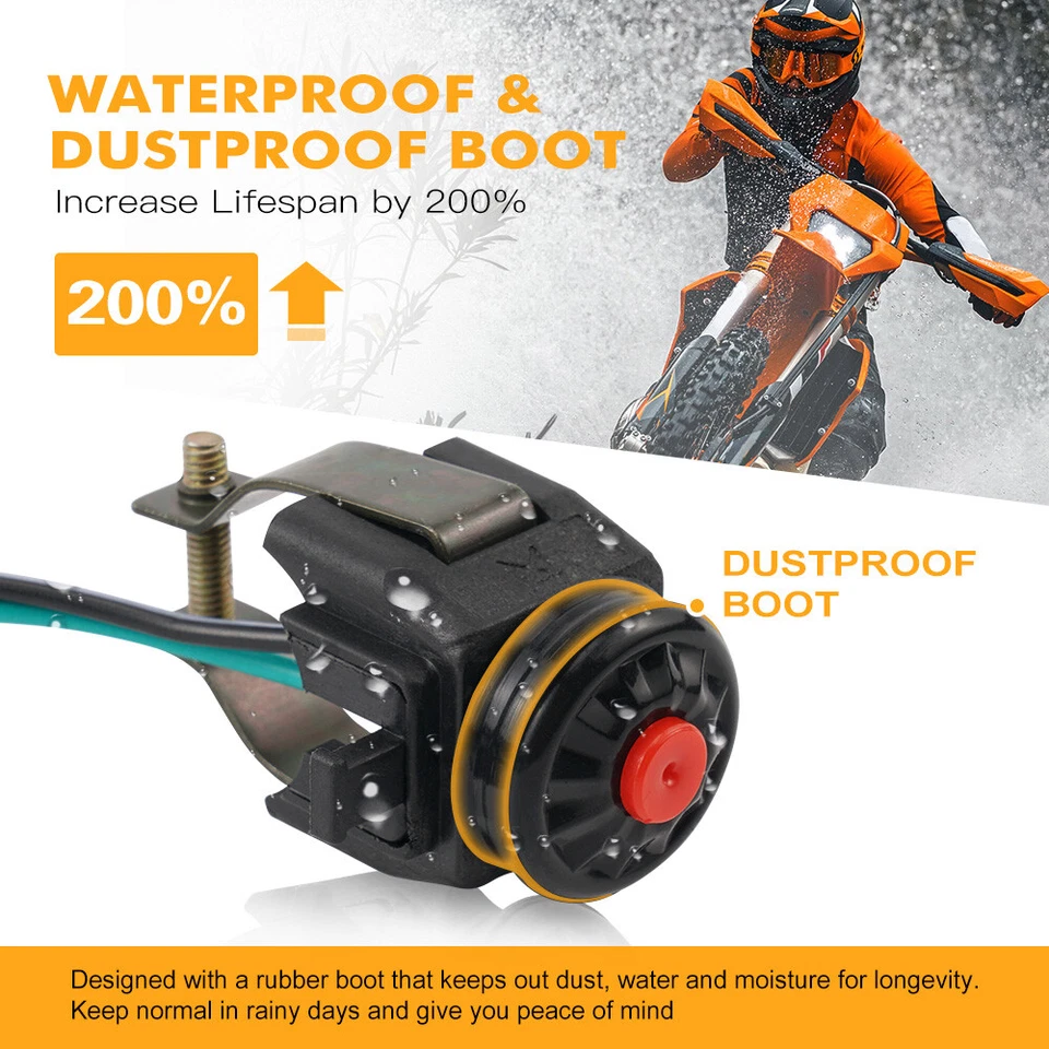 Interruptor de encendido Kill bocina de arranque eléctrico y accesorios de montaje para motocicleta ATVS Foto 3 de 4