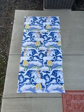 Vintage Unicorns Castles Rainbows Blanket Beacon Mfg Made In USA ORIGINAL TAG