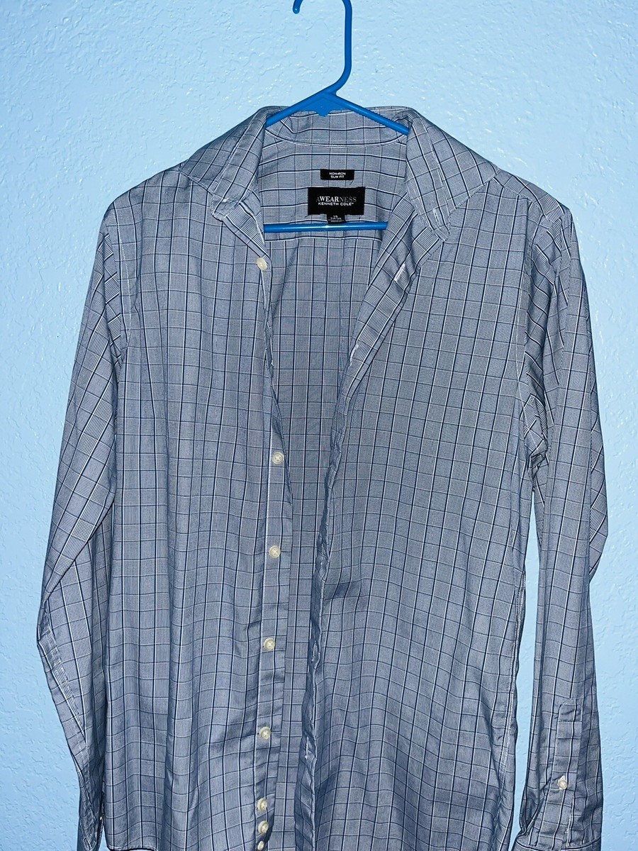 awearness kenneth cole slim fit dress shirt Awearness Kenneth Cole Mens Slim Fit Performance Dress Shirt in Sky Blue Stretch Cotton Long Sleeve Dress Shirt, Size 17 1/2 34/35