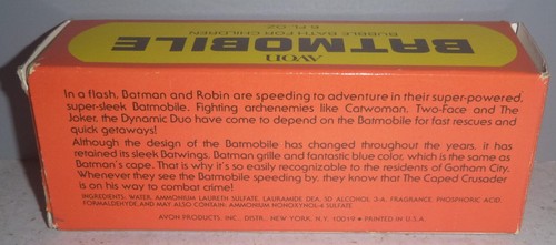 Vintage Classic BATMOBILE 1978 AVON Container With Box and Decals Unused ! - Picture 6 of 7