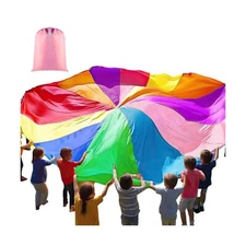 Play Parachute, Large Rainbow Parachute with Handles Kids Parachute Multicolo...