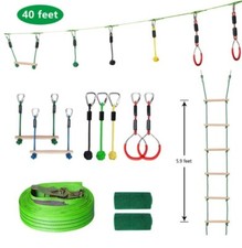 Minetom 40 Feet 12M Kids Swinging Obstacle Course Set Portable Slack Line Monk