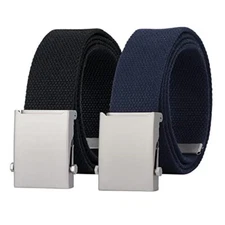 Canvas Web Belt for Men Adjustable Cloth Fabric Military Belt with Metal Buckle