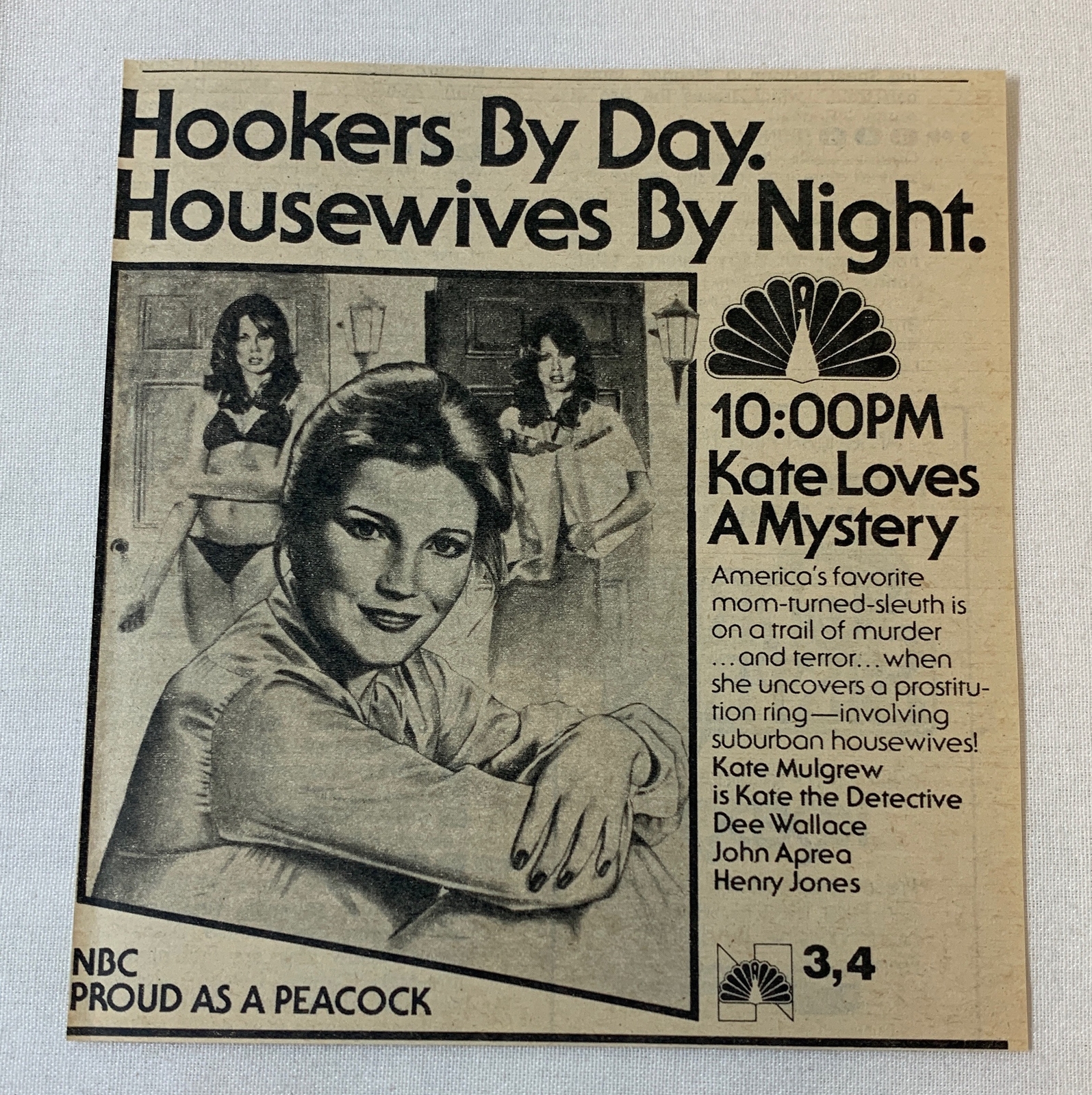 1979 NBC TV ad Kate Loves a Mystery with Kate Mulgrew featuring hookers and housewives
