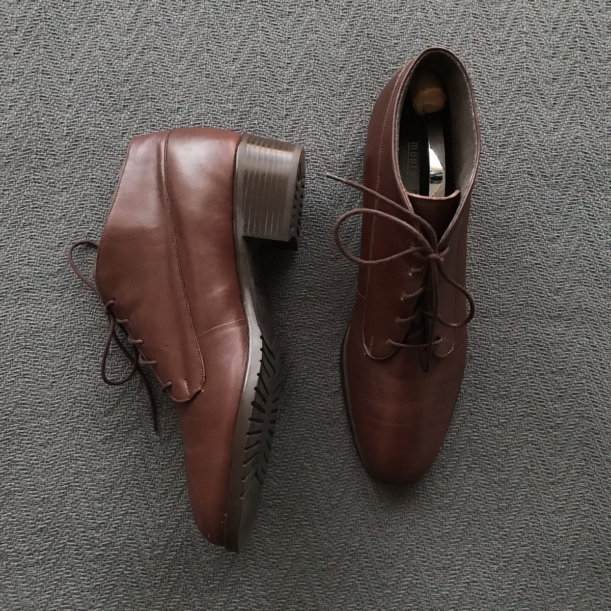 Munro American Brown Lace Up Heeled Leather Boots Booties Ankle 10