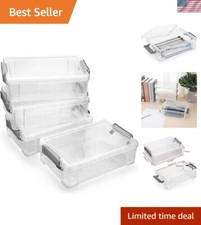 Snap-Tight Lid Plastic Pencil Box Set - Compact Transparent Storage Organizer