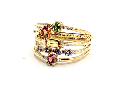 JTV TCG150 Multi Edelstein 10k Gelbgold Ring 0,96ctw Größe 7,5