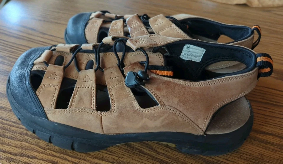 Alpine Design Men Fisherman Sandals Brown Leather Drawstring Size 10 - Image 3 of 4