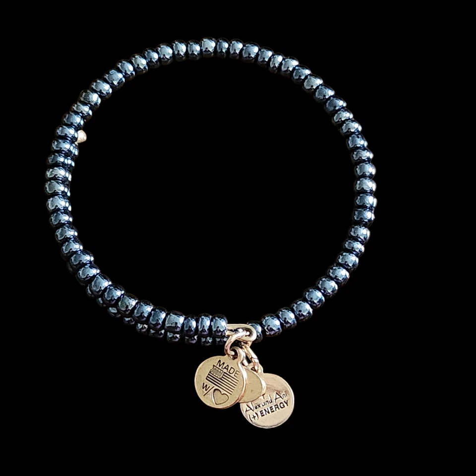 Brazalete envolvente Alex and Ani Vintage 66 gris metal con cuentas de vidrio Foto 2 de 3