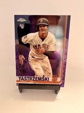 2019 Topps Chrome Mike Yastrzemski RC Purple 24/175 (Numbered Rookie Card). rookie card picture