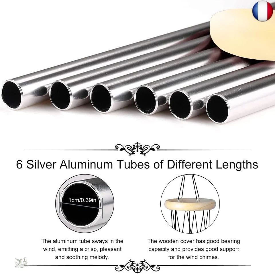70 cm Carillon à Vent Musical de Jardin, 6 Tube Aluminium Carillon a Vent, - Photo 4/4