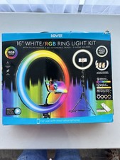 BOWER 16" WHITE  RGB RING LIGHT KIT W/ IN LINE REMOTE  62" EXTENDABLE TRIPOD