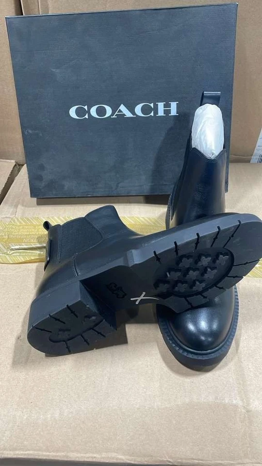 Bota Chelsea Feminina Coach Couro Lyden Preta G5488 Tamanho 7.5 B - Imagem 2 de 4