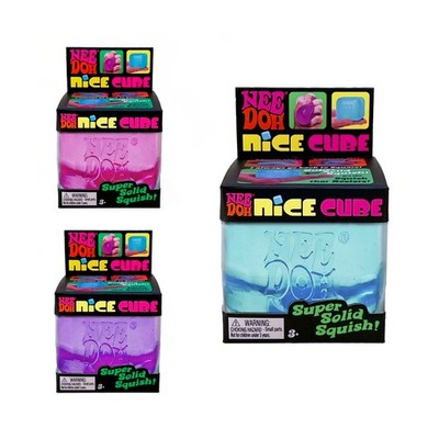 3 PACK NeeDoh Nice Cube Super Solid Squish - Pink - Purple - Blue - Brand New