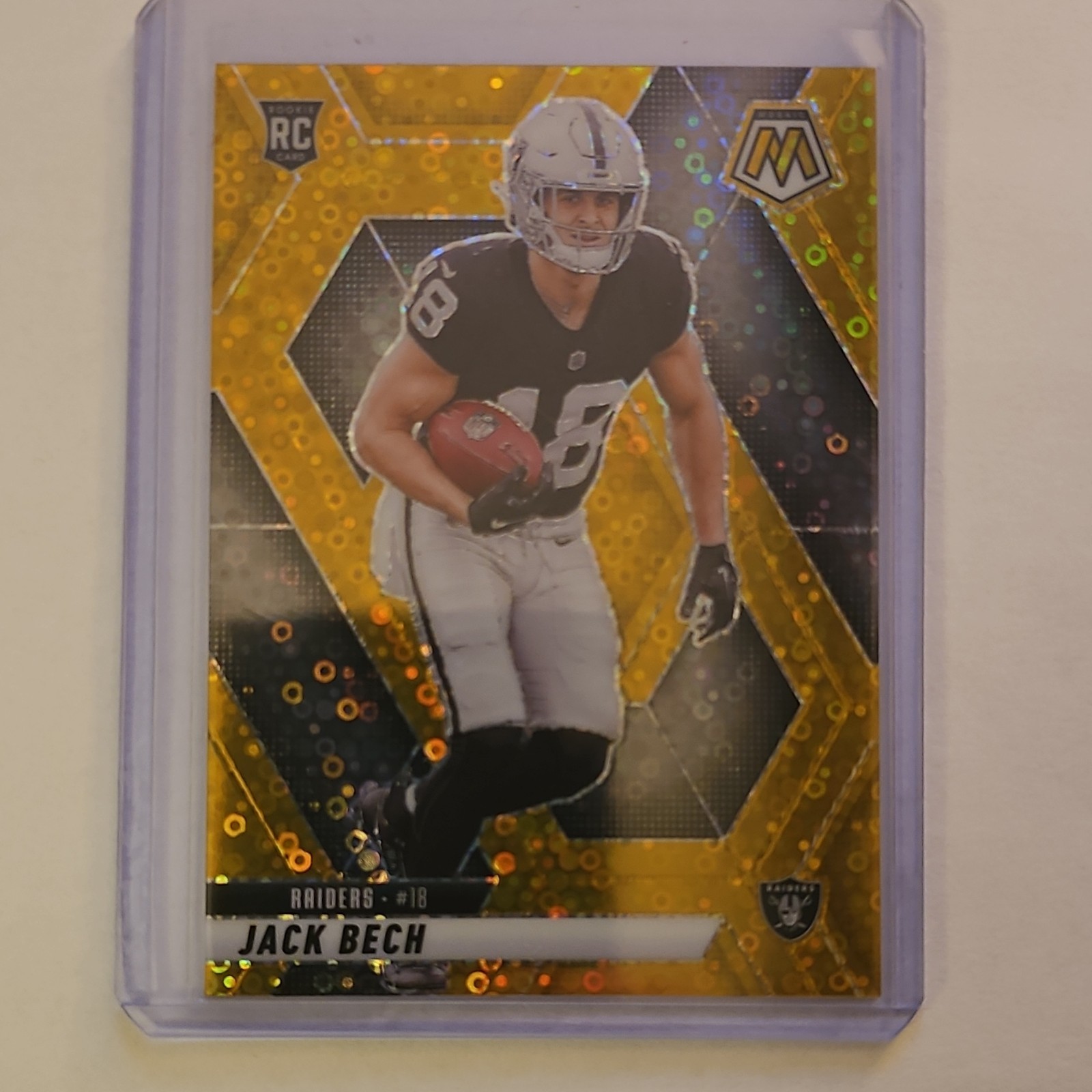 2025 Panini Mosaic Gold Mosaic Prizm Rookie Serial #/10 Jack Bech Raiders #349
