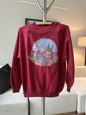 Maroon Red Vintage 70s Lardion Kids Large Hiker/Woods Graphic Print Sweatshirt