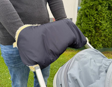 Kinderwagen Echt Lammfell Handwärmer navyblue Handmuff