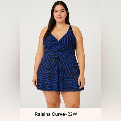 NWT NEW Raisins Curve Women's Swimsuit Swim Navy Black 22W Lucia Swimsuit