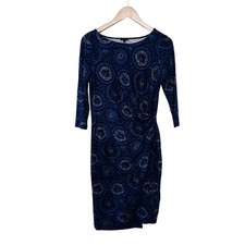 Talbots Paisley Print Side Ruched Three Quarter Sleeve Dress Size Medium Petite