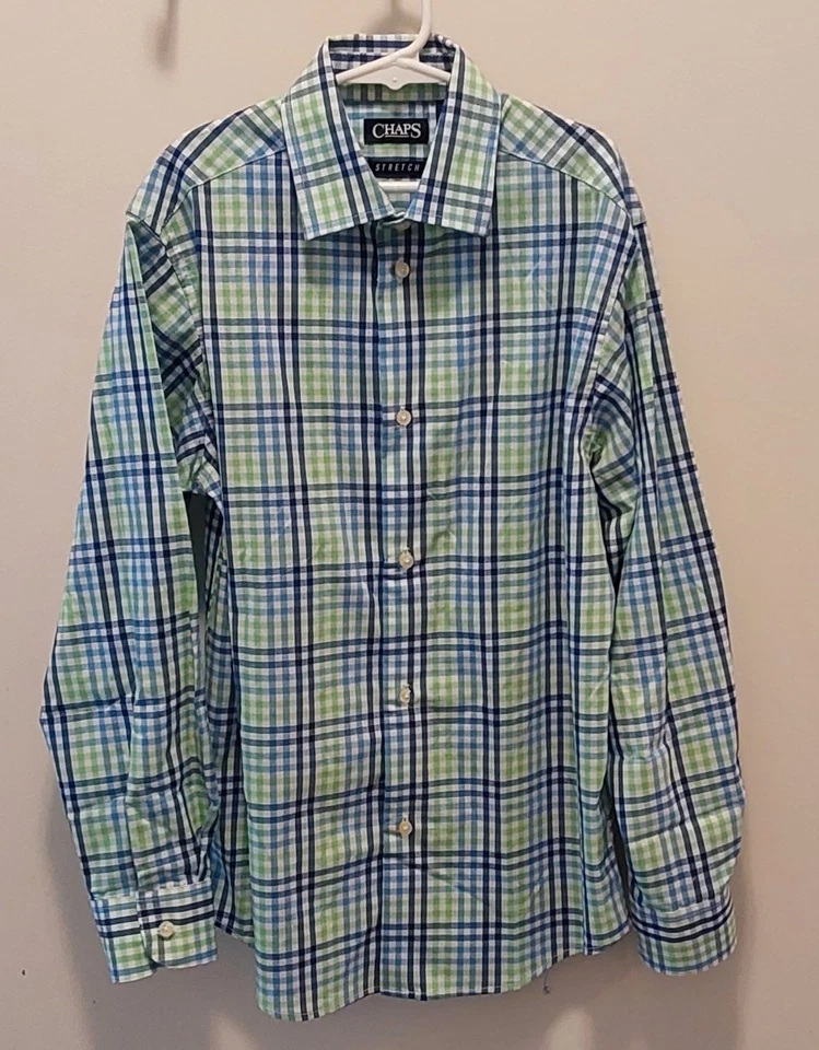 Camisa informal con botones a cuadros verde y azul Chaps para niño / Talla M 8-10 / Nueva sin etiquetas Foto 4 de 4