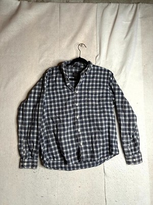 Pendleton Evergreen Shirt Mens Large White Blue Plaid Fitted Collared Button Up