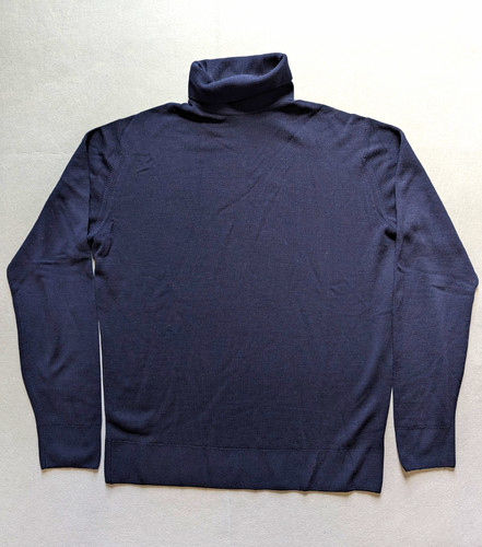 Jaeger, Vintage JAEGER Wool Turtleneck Sweater Mens L Navy Blue Knit Made Great Britain