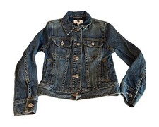Gap Kids Girls Blue Denim Trucker Jacket Pink Stitching Size L Y2K