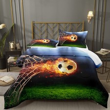 Boys Soccer Comforter Set Twin,Sports Bedding Set Twin for Boys Teen Kids,Tee...