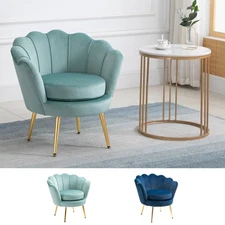 Modern Velvet-Touch Fabric Accent Chair Leisure Club Chair with Gold Metal Legs