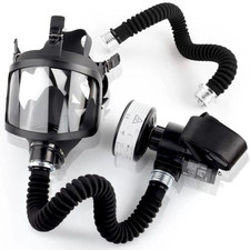 Electric Supplied Air Fed Full Face Gas Face Cover Mask Constant Flow Respirator