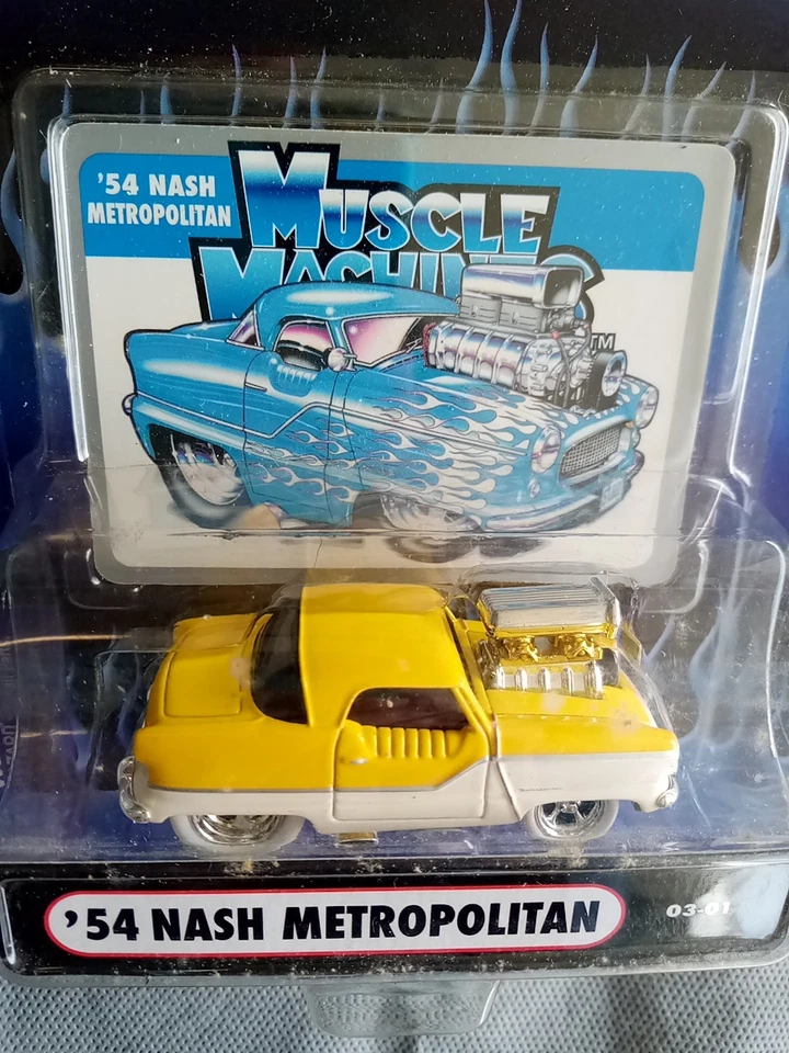 Muscle Machines escala 1/64 fundido amarelo 1954 Nash Metropolitan novo no pacote - Imagem 2 de 4