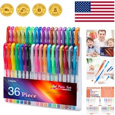 Quality 36 Gel Pens Set Glitter, Neon Pastel Colors for Artists
