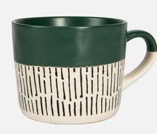 1x Green 450ml Dipped Dash Stoneware Coffee Mug Large Ceramic Tea Cups
