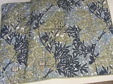 WILLIAM MORRIS Foliage Blue Quilted EURO PILLOWS Shams Set Pair Of 2 Free Ship