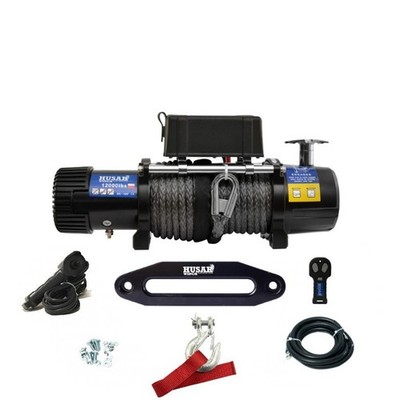 Elektrische 12V Seilwinde BST 12000 lbs - 5443kg Zugkraft mit Kunststoffseil