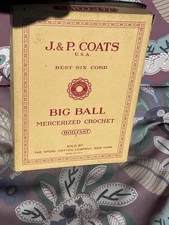 12 Vintage J&P Coats Six Cord Big Ball Mercerized Crochet Thread Ecru 250 Yards