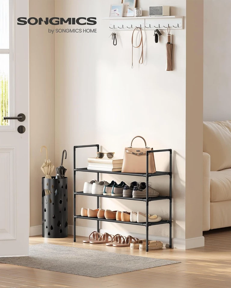 Zapatero de almacenamiento Estantería Unidad Garaje 3 niveles 4 capas Organizador de pie Foto 2 de 4