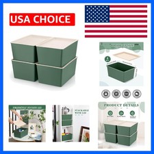 4 Pcs Storage Bins with Lids Plastic Stackable Containers for Classroom Room ...